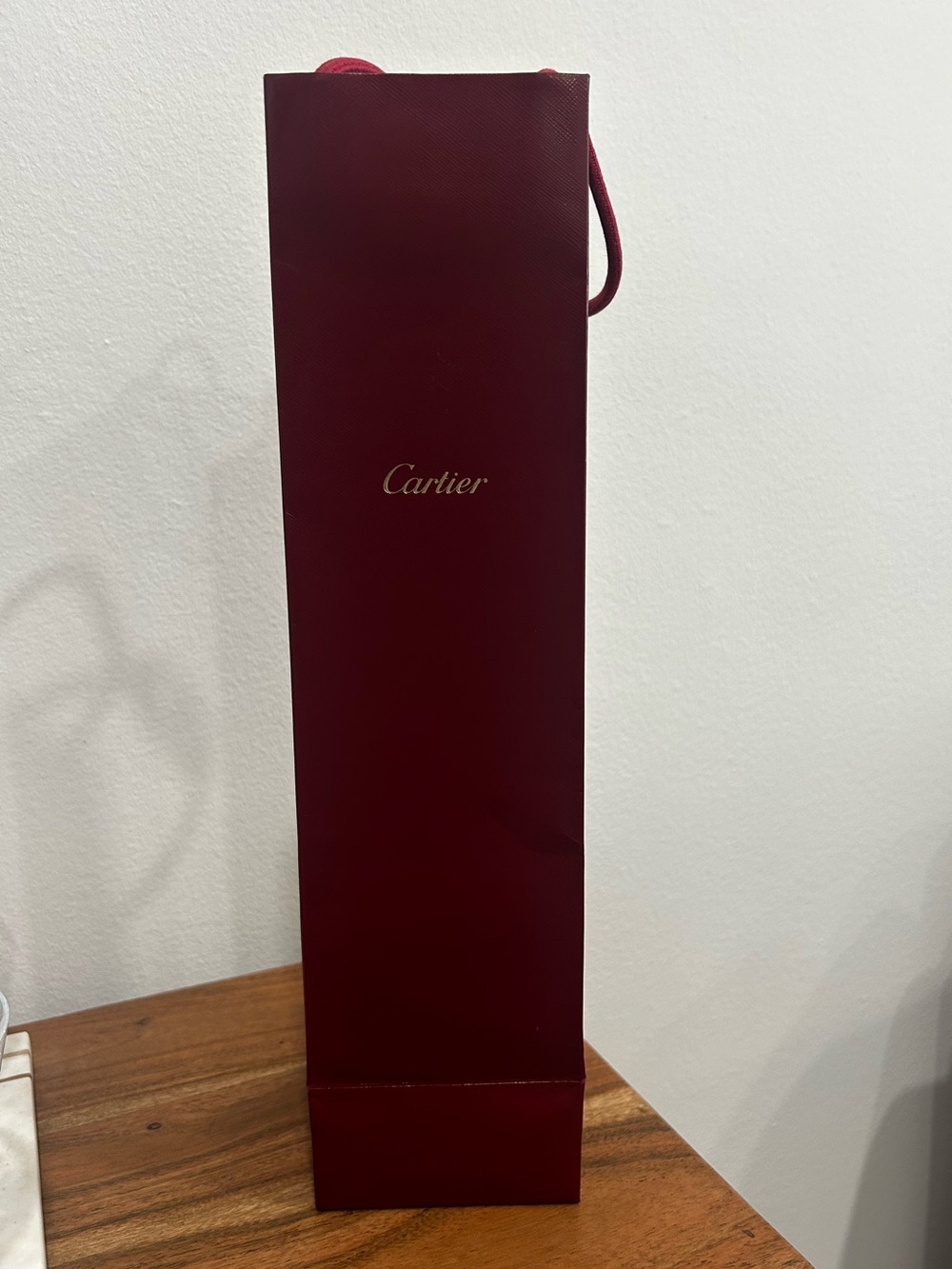 Cartier Burgundy and Tall Champagne or Wine Gift Bag